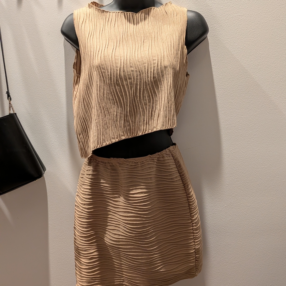 Superdown Textured Tan Mini Skirt